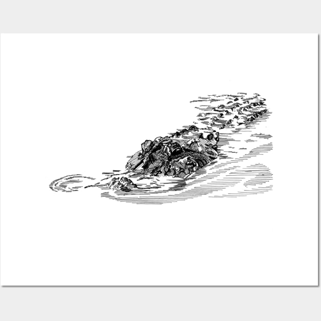 Crocodile Ink Drawing Wall Art by Fireside Press